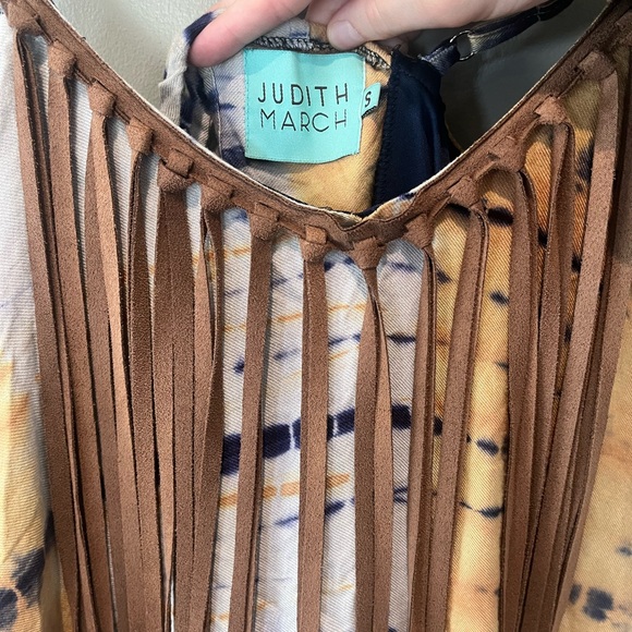 Unique tie dye romper with faux suede fringe by Judith March - Picture 4 of 8